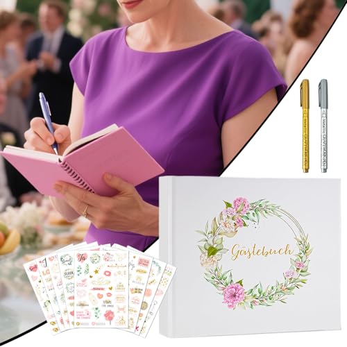 Libro de visitas con detalles en oro para bodas y eventos 8