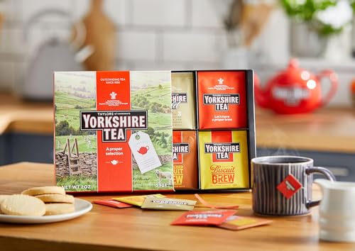 Image of Yorkshire Tea Assorted Teas Sampler, Variety Gift Box, Individually Wrapped Bags, 20 Count (Pack of 1), Gold, Red, Caramelised & Malty Biscuit Brews, Caffeinated, Enjoy Hot or Iced, 20 Teabags