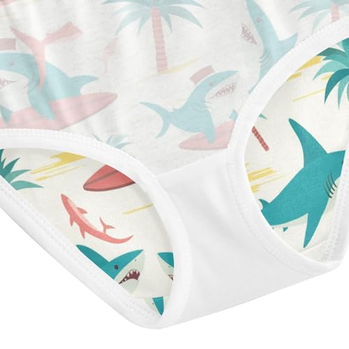 Wusikd Sharks Surfboards Girls' Underwear Cotton Palm Trees Girls Briefs Soft Toddler Underwear 2T4
