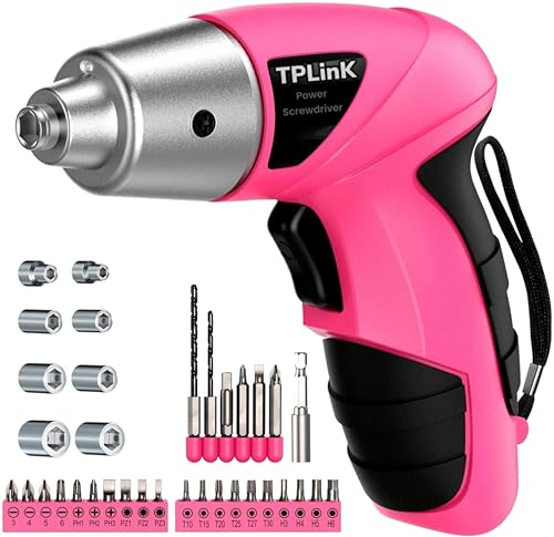 Pink Power Screwdrivers Set, 36pc 3.6V USB Small Power Electric Screwdriver Set for Women. Cordless...