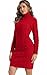 Avancel Damen Rollkragen Kleid Zopfmuster Basic Kleid Herbst Winter Warm Strickkleid Elegant Kleider Rot M