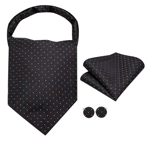 Image of Dubulle Paisley Floral Ascot for Men Self Tie Mens Cravat and Pocket Square Cufflinks Wedding