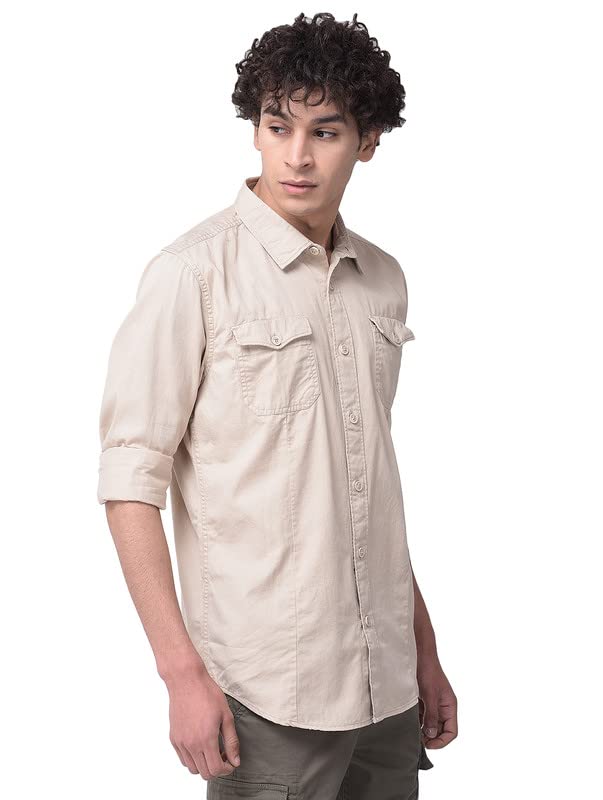 Image of Woodland Mens Cotton Printed Casual Regular Fit Full Sleeves Shirt