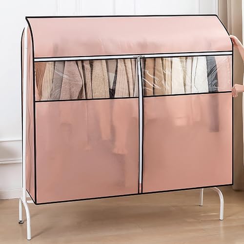 Garment Rack Cover, Washable Clothes Rack Cover Garment Bag for Closet Storage with Clear Window,Suitable for Suits, Dresses, Coats(Pink,80x50x120cm/31x20x47in)3