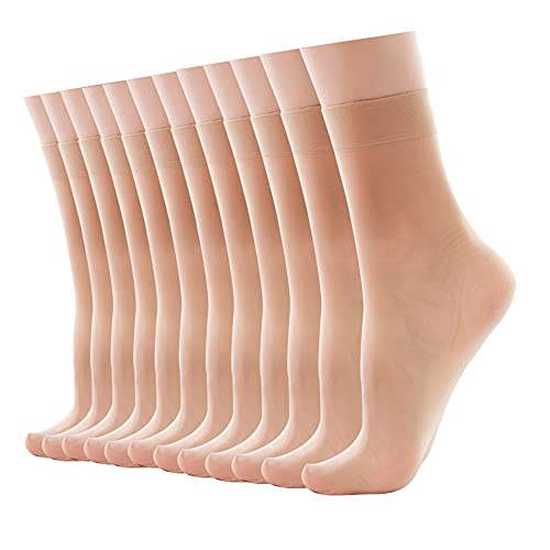 HA WA 12 Paar 20 DEN Damen Söckchen Seidenfein SockenPure Matt Transparent Nylon Feinsöckchen Hautfarbe