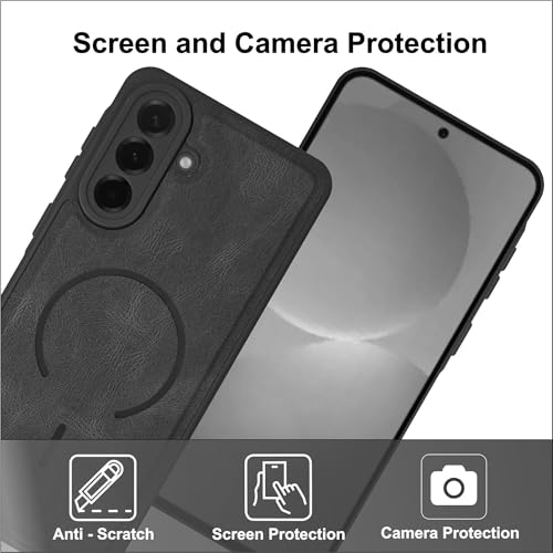 Image of SBMS Back Cover for Samsung Galaxy A57 5G | Ultra Slim Soft Rubberised Hard Case | Oil Feel Soft Leather Back | Mag-Safe Design (Mag-Safe Not Support) | Camera Protection Case for Sam A57 5G (Black)