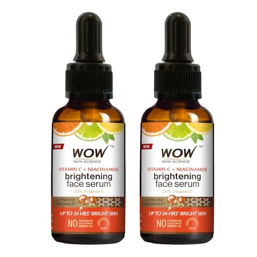 Image of WOW Skin Science Brightening 20% Vitamin C Face Serum | Boost Collagen and Elastin for Anti aging, Skin Repair | For Dark Circles, Fine Lines | Glowing Skin | Hydrates | 15 ml | Pack of 2