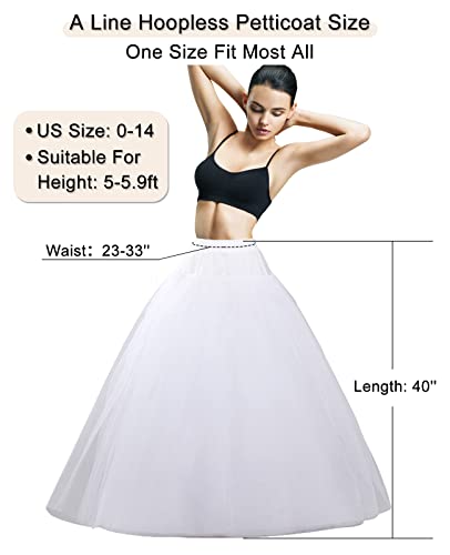 Hoopless Petticoat Crinoline Underskirt Skirt 6 Layers Floor Length Ball Gown Petticoat Underskirt Slip for Wedding Dress4