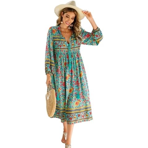 Vestido Largo Estampado Bohemio R.Vivimos Cover