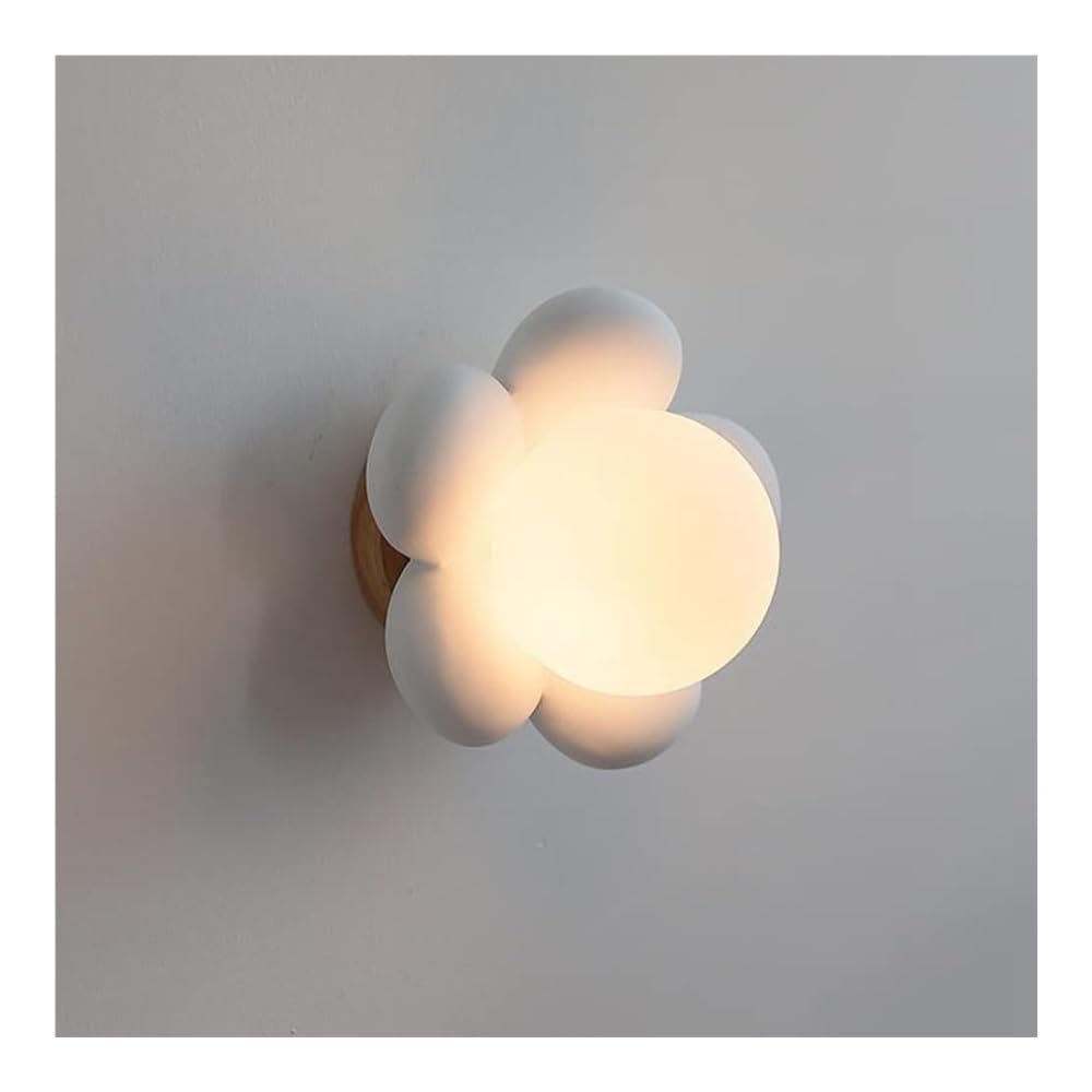 HUAYUSEDF Flower Wall Sconce, Nordic White Glass Lamp, G9 Cartoon Light for Girls Bedroom, Nursery