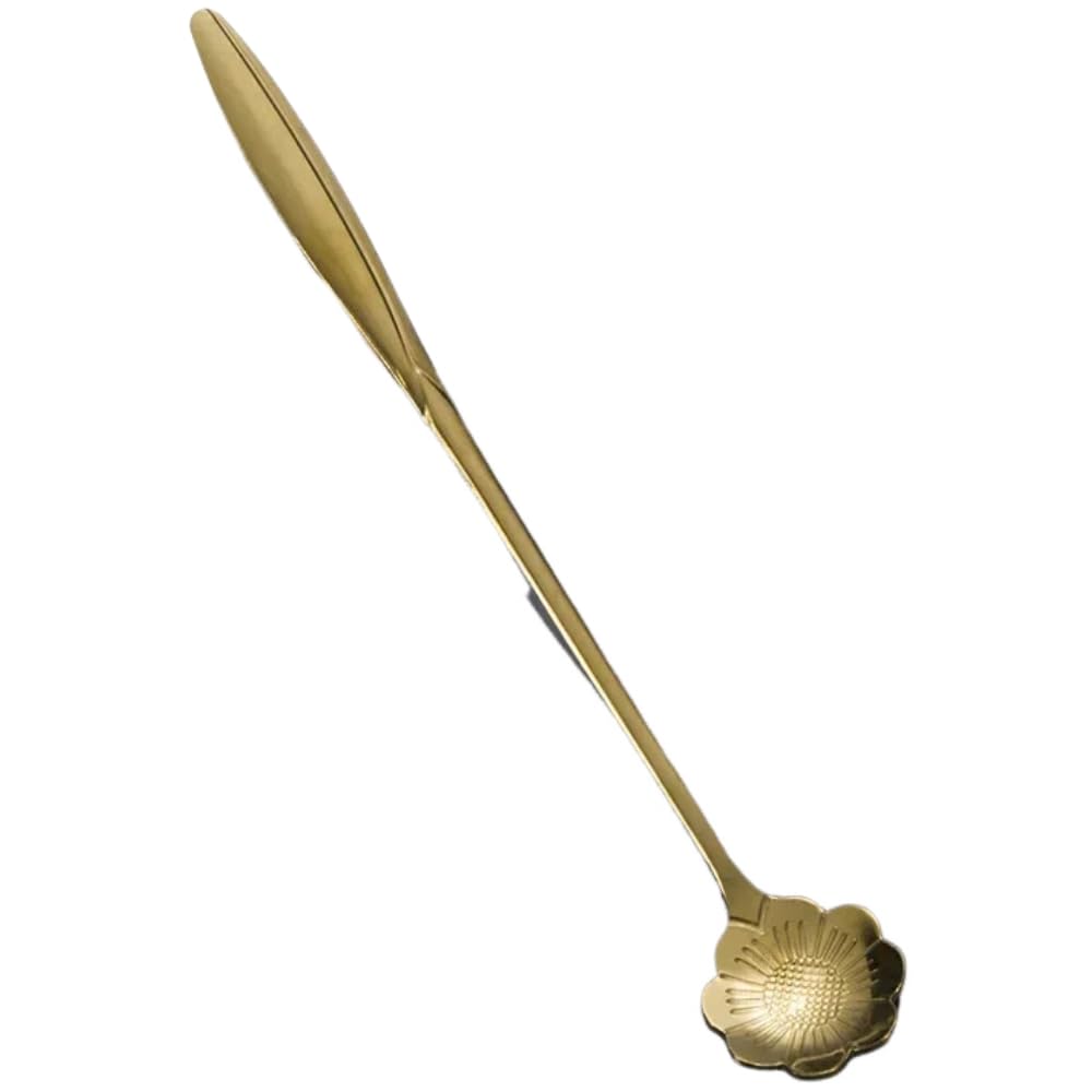 20 cucharas doradas de acero inoxidable con mango largo para café helado, cuchara de postre A