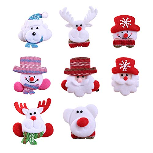 YeahiBaby 8 broches de Navidad LED luminosos que brillan intensamente, suministros para fiestas de Navidad para niños y adultos (Santa Claus, muñeco de nieve, oso, reno)