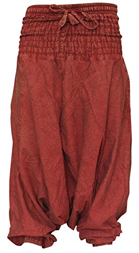 SHOPOHOLIC FASHION Sarouel Hippie Délavé pour Femme, (Taille Unique, Rouge)