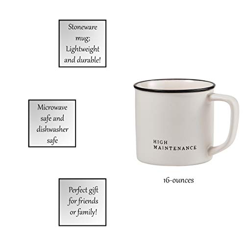 Image of Santa Barbara Design Studio Black and White Coffee Cups Face-to-Face Designs Stoneware Mug, 16-Ounce, High Maintenance