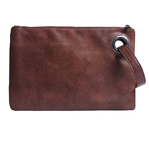 Preisvergleich Produktbild ODJOY-FAN Mode Damen Handtasche Unterarmtasche Einfarbig Reißverschluss Briefumschlag Geldbörse Abend Party Tasche (Braun,1 PC)