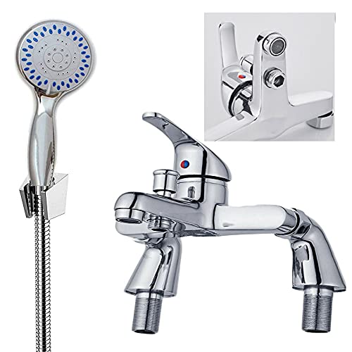 Shower Mixer Taps Modern Bath Taps with Shower Head Bath Filler Bath Shower Mixer Tap Shower Mixer Taps for Bathroom Bath Mixer Taps with Shower Chrome Solid Brass Sink Bath, with Hose Attachment