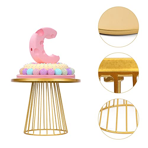 Sunormi Maygone 2Pcs Modern Metal Gold Cake Stands Plate Set With Geometric Base Cupcake Stand Dessert Display Stands For Parties Table Decoration thumb #4