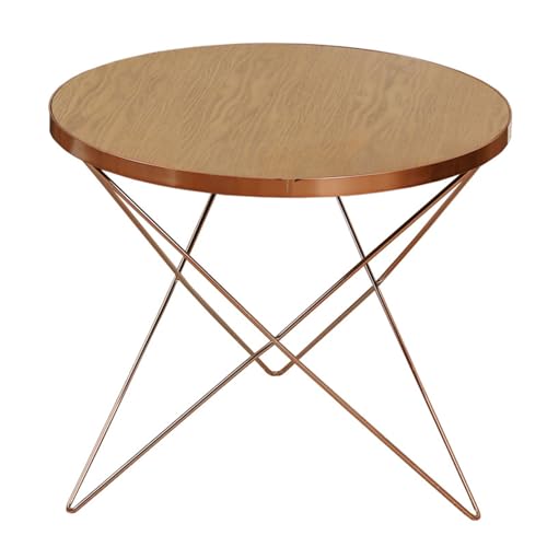 Table d'appoint JATIBOSH en bois massif avec plateau rond de style industriel épuré - 2