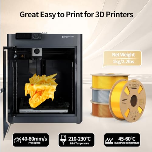 Image of Silver Silk PLA Filament 1.75mm, 3D Printer Silk PLA Filament Clog-Free Shiny 1KG Spool (2.2lbs) Dimensional Accuracy Probability + /- 0.02mm Fits for Most FDM 3D Printers - Silver