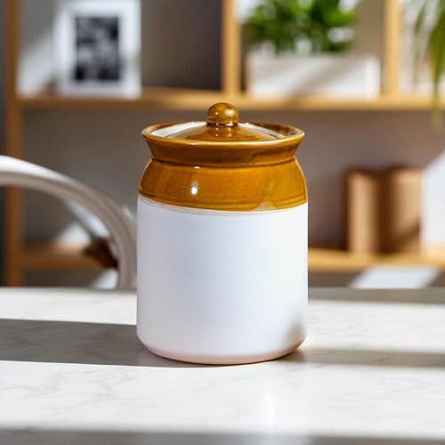 Image of Handmade Ceramic Achaar Jar 5L - Traditional Ceramic Pickle Jar 5kg for Kitchen Storage, Perfect for Pickles, Chutneys & Sauces, Durable & Easy to Clean (5000 ml)
