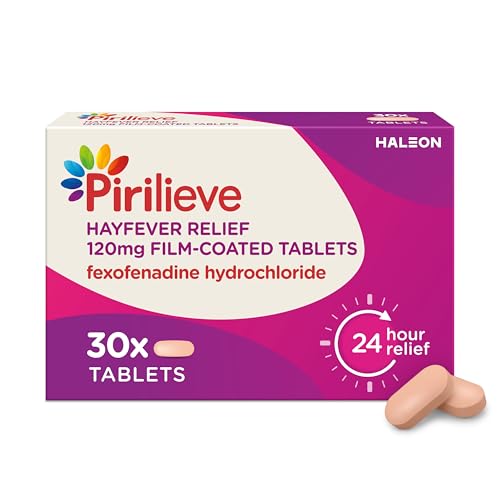 Pirilieve Hayfever Relief Fexofenadine Antihistamine Tablets for Relief of Heyfever Symptoms Such as Sneezing and Itchy or Blocked Nose 30s