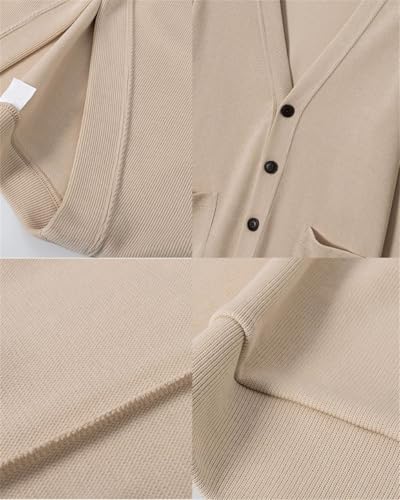 Mens Cardigan Sweater Single Breasted V Neck Solid Color Knitted Cardigan Sweater4