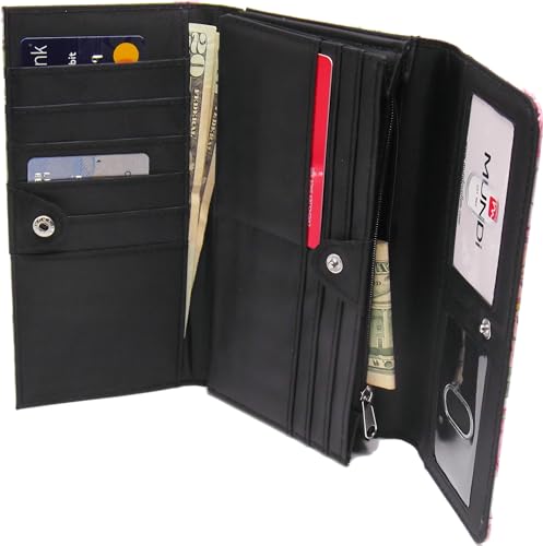 Generic Women's Faux Leather File Master Fat Wallet Flap RFID Ladies i908x (Beige Floral)3