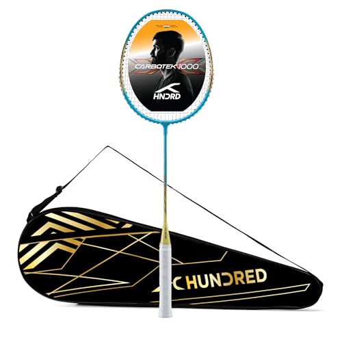 Image of Hundred Carbotek 1000 Badminton Racket | Superlight Head-Heavy Racket for Smash Power | Slim Shaft, Carbon Graphite Shaft & Curve Frame for Better Sweet Spot