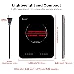 GIONIEN Portable Induction Cooktop 1200W,Single Hot Plate Countertop Burner 110~120V,Sensor Touch Electric Cooker,10 Power,0.94”Ultra Thin,6.69” Heating Coils,Child Safety Lock,Timer - Image 5