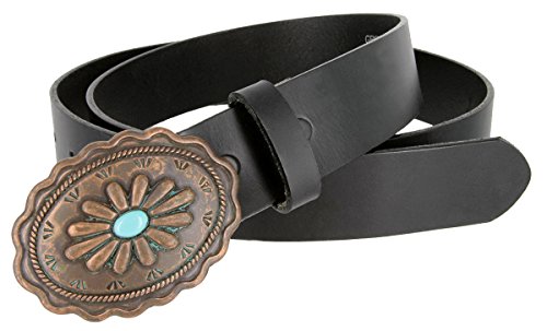 Susanna Southwestern Turquoise and Copper Buckle Genuine Leather Belt3