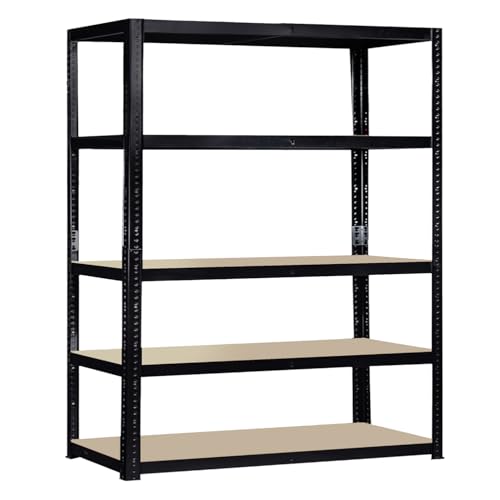 180cm x 120cm x 45cm, Black 5 Tier (175KG Per Shelf), 875KG Capacity Extra Wide Garage Shed Storage Shelving Unit, 5 Year Warranty