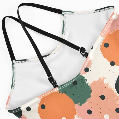 senya Girls Swimsuits One-Piece Swimwear Tie Bathing Suit Beach Summer Round Neck 5-6T Abstract Brush - Stroke Dots Pattern4