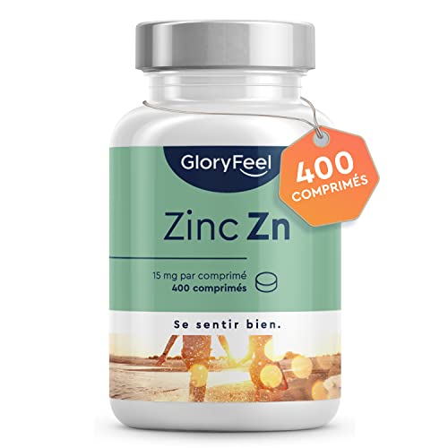 Zinc, 400 Comprimés Végétaliens, Soutient pour l'Acné, Zinc pour Plus d'un An, Antioxydant et Beauté, pour une Peau Saine, Système Immunitaire, Sans Additifs, Complément Alimentaire Cover