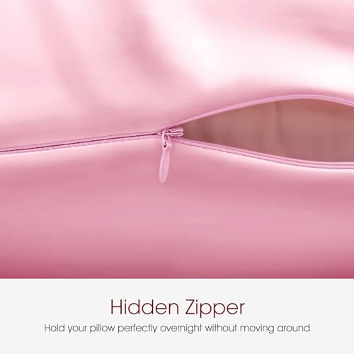Image of 100% Silk Pillowcase for Hair and Skin Toddler Size 2 Pack Mulberry Silk Pillow Case 13 x 18 Inches Highest 6A Silk Kids /Travel Pillow Cover Soft Breathable Cooling with Hidden Zipper, Pink