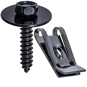 Rexka 20 Sets M4.2 Universal Fender Liner Engine Splash Shield Hex Head Screw & U Nut Kit for GM Chevy Ford Buick JeepChrysler – Multipurpose – Type A