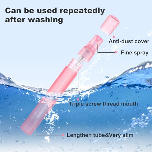 Mini Portable Spray Bottles, Refillable Perfume Bottle Travel Size Small Empty Sample Container Plastic Frosted Atomizer for Makeup Water Perfume Hair(12Pcs, 10ml/0.34 oz)4