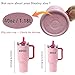 ANTAND 2 Pack Leakproof Portable Lid Replacement 40 oz Only for Stanley Quencher H2.0 Tumbler Cup Accessories, Detachable Flip Straw Lids, Heat-Resistant, Spill Proof Cover (Black, RoseRed)