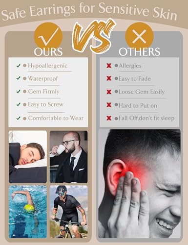 Fiasaso 22Pcs Dangle Earrings for Men Stainless Steel Hinged Hoop Earrings Long Chain Stud Cross Dangle Earrings Set Kpop Earrings for Mens Black, Silver and Gold2