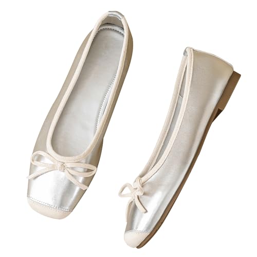 Dear Time Women's Bowknot Ballets Soft PU Leather Flats Comfortable Walking Driving Flat Shoes