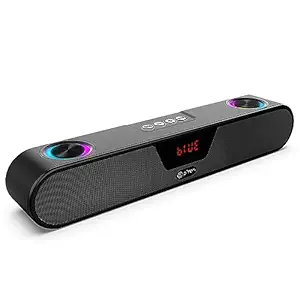 pTron Fusion Concert 24W Bluetooth 5.3 Speaker Soundbar, Powerful Sound, RGB Lights, Mini Soundbar for Phone/TV/Laptop/Tablets/Projectors, BT/Aux/TF Card/USB Playback & TWS Function (Royal Black)