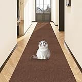 【Amazon 限定ブランド】Piiyoow 廊下敷き・階段マット 60*240cm 廊下敷き カーペット、防音 マット、洗える カーペット、滑り止め、無地シンプル、吸着しやすい、洗いやすい、固定ズレない、床保護、騒音低減、キッチン、玄関、廊下共通【ブラウン】