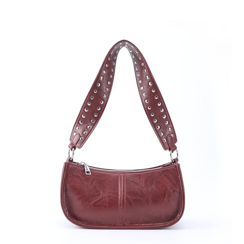 Shoulder Bag for Women, Roomy Leather Y2K Purse with Smooth Zipper and Adjustable Strap, Durable Hook Y2K Bag