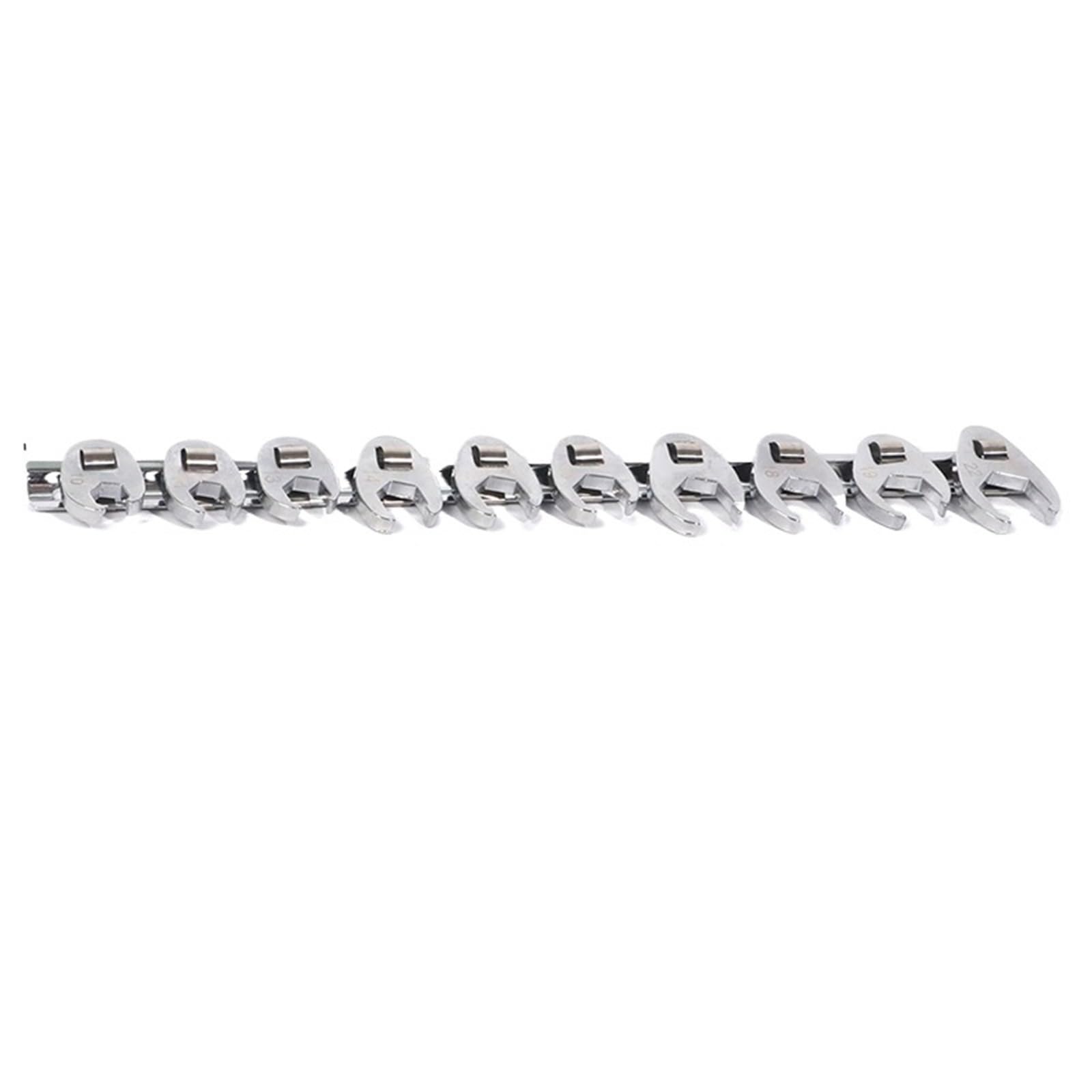 XUCZHAI 10pcs 3/8" Drive Flare Nut Wrench Set Metric 10-22mm Crowfoot Spanner Tools with Storage Rail for Home Repair