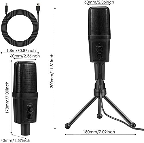 Profesjonalny mikrofon pojemnościowy USB, ze stojakiem do laptopa do rozmów i śpiewania karaoke, idealny do zastosowań projektowych/domowego studia