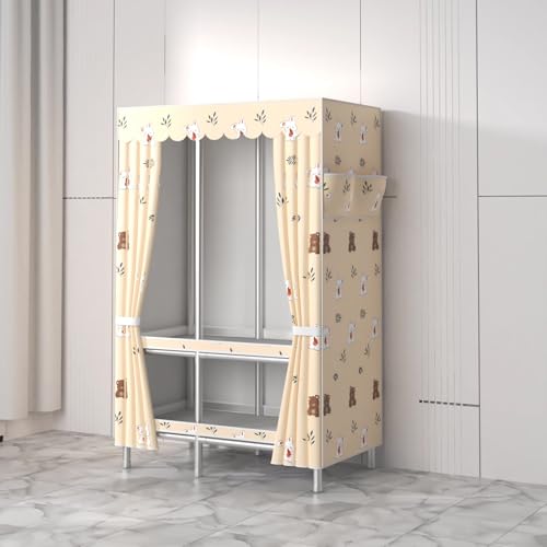 玄関 ハンガーラック おしゃれ 強力な耐荷重性 ハンガーラック 折りたたみ 持ち運び 洋服収納ラック 頑丈 アパートや一時的な居住スペースに適しています(Beige,105*45*170cm)