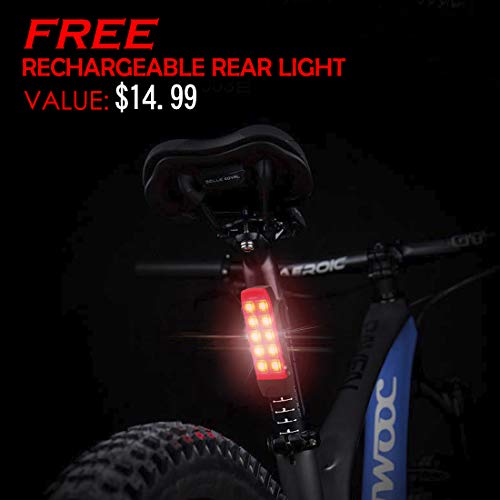 Te-Rich Rechargeable Bike Lights Front and Back - Ultra Bright Bicycle Headlight and Taillight Set, Quick Release Cycling Flashlight, Road/Mountain/City Bike Accessories for Men/Women/Kids