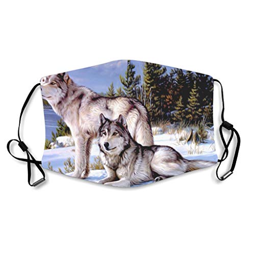 Preisvergleich Produktbild Youturnnow Wolf Wald Mundschutz mit Ohrschlaufen Waschbar Wiederverwendbar Staubschutz für Staub White OneSize