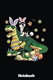 funny siberian husky dog riding dinosaur egg easter day notebook: best happy easter journal for kids girls & women - cute happy easter day notebooks basket stuffers 6x9 110 pages