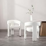 Wahson Set of 2 Faux Leather Upholstered Open-Back Dining Chairs, Modern Kitchen Armchair for Dining Room, White