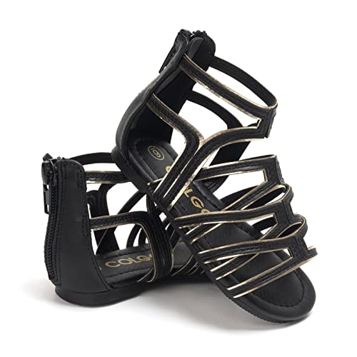 Colgo Girls Sandals Summer Gladiator Dress Flat Sandals With Open Toe Ankle Strap For Toddler/Little Kid Shoes thumb #6